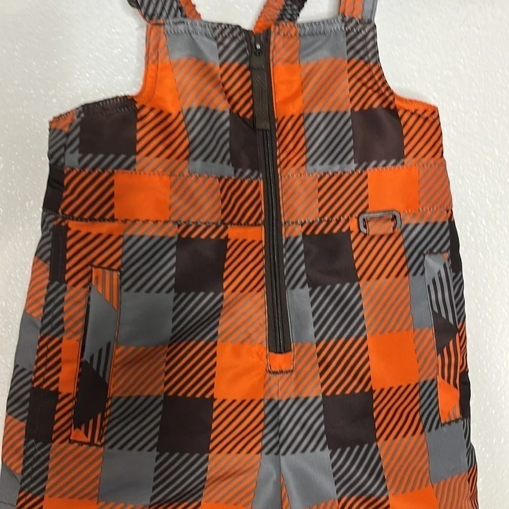 Circo kids bib ski pants, size 18 months, orange/black/gray, gaiters